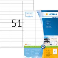 Universaletikett Herma 4459 - A4 70 x 16,9 mm weiß permanent FSC Papier für alle Druckertypen Pckg/5100