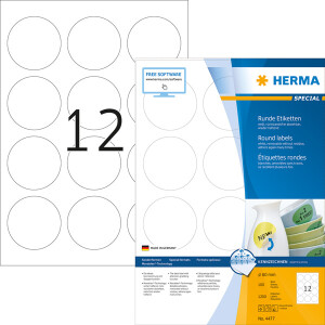 Universaletikett Herma 4477 - A4 Ø 60 mm weiß ablösbar FSC Papier für alle Druckertypen Pckg/1200