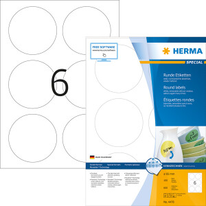 Universaletikett Herma 4478 - A4 Ø 85 mm weiß ablösbar FSC Papier für alle Druckertypen Pckg/600