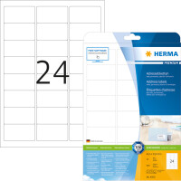 Universaletikett Herma 4500 - A4 63,5 x 33,9 mm weiß permanent FSC Papier für alle Druckertypen Pckg/600