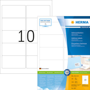 Universaletikett Herma 4667 - A4 96 x 50,8 mm weiß permanent FSC Papier für alle Druckertypen Pckg/1000