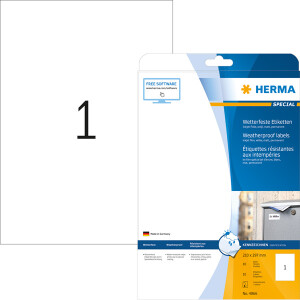 Folienetikett Herma 4866 - A4 210 x 297 mm weiß permanent matt wetterfest Folie für Inkjetdrucker Pckg/10