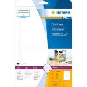 DVD Einleger Herma 5037 - A4 183 x 279 mm weiß permanent mikroperforiert FSC Karton für alle Druckertypen Pckg/25