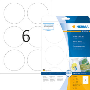 Universaletikett Herma 5068 - A4 Ø 85 mm weiß ablösbar FSC Papier für alle Druckertypen Pckg/150
