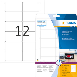 Videoetikett Herma 5070 - A4 78,7 x 46,6 mm weiß permanent FSC Papier für alle Druckertypen Pckg/300