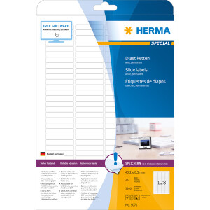 Diaetikett Herma 5071 - A4 43,2 x 8,5 mm weiß ablösbar FSC Papier für alle Druckertypen Pckg/3200