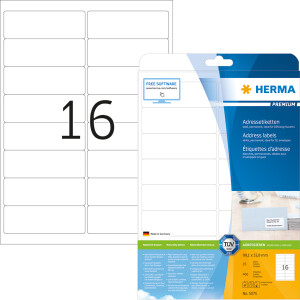 Universaletikett Herma 5075 - A4 99,1 x 33,8 mm weiß permanent FSC Papier für alle Druckertypen Pckg/400