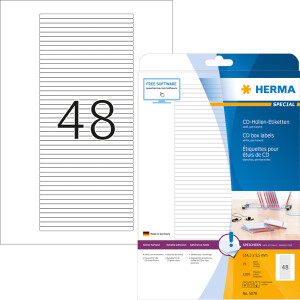 CD Boxetikett Herma 5078 - A4 114,3 x 5,5 mm weiß permanent FSC Papier für alle Druckertypen Pckg/1200