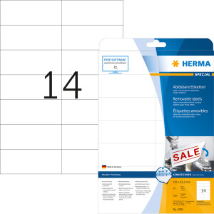 Universaletikett Herma 5081 - A4 105 x 42,3 mm weiß ablösbar FSC Papier für alle Druckertypen Pckg/350