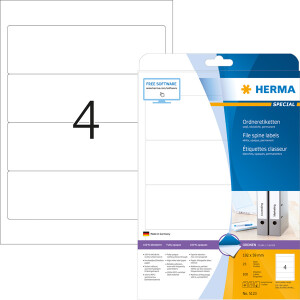 Ordnerrückenschild Herma 5123 - 59 x 192 mm weiß breit / kurz selbstklebend für alle Druckertypen Pckg/100
