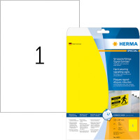 Folienetikett Herma 8033 - A4 210 x297 mm gelb extrem stark haftend matt wetterfest Polyesterfolie für Laser, Kopierer, Farblaserdrucker Pckg/25