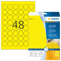 Folienetikett Herma 8034 - A4 Ø 30 mm gelb extrem stark haftend matt wetterfest Polyesterfolie für Laser, Kopierer, Farblaserdrucker Pckg/1200