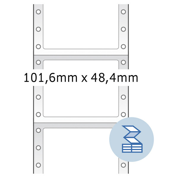 Computeretikett Herma 8163 - endlos 101,6 x 48,4 mm weiß permanent 1-bahnig FSC Papier für Matrixdrucker Pckg/2000
