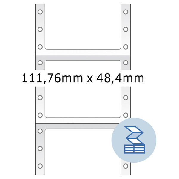 Computeretikett Herma 8166 - endlos 111,7 x 48,4 mm weiß permanent 1-bahnig FSC Papier für Matrixdrucker Pckg/2000