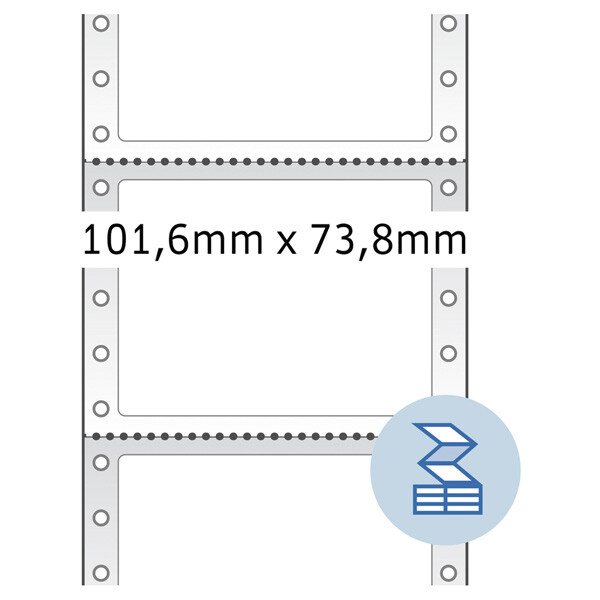 Computeretikett Herma 8203 - endlos 101,6 x 73,8 mm weiß permanent 1-bahnig FSC Papier für Matrixdrucker Pckg/2000