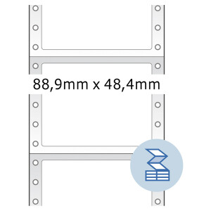 Computeretikett Herma 8204 - endlos 88,9 x 48,4 mm weiß permanent 1-bahnig FSC Papier für Matrixdrucker Pckg/2000