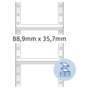 Computeretikett Herma 8211 - endlos 88,9 x 35,7 mm weiß permanent 1-bahnig FSC Papier für Matrixdrucker Pckg/4000