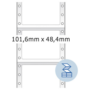Computeretikett Herma 8213 - endlos 101,6 x 48,4 mm weiß permanent 1-bahnig FSC Papier für Matrixdrucker Pckg/6000