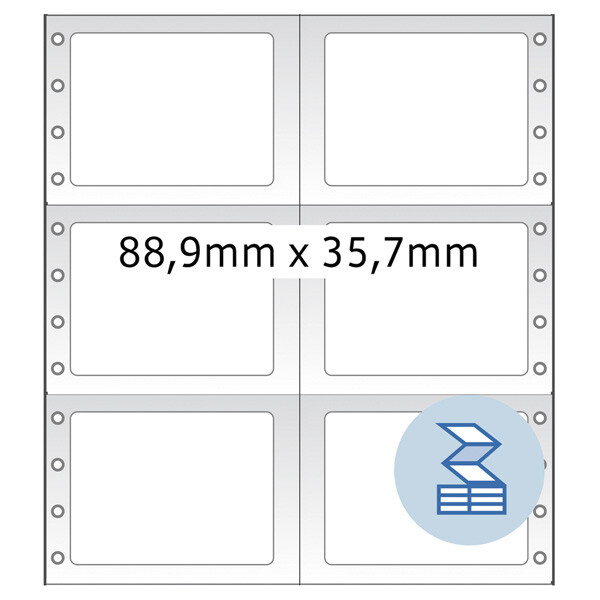 Computeretikett Herma 8220 - endlos 88,9 x 35,7 mm weiß permanent 2-bahnig FSC Papier für Matrixdrucker Pckg/8000