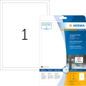 Folienetikett Herma 8334 - A4 190 x 275 mm weiß extrem stark haftend matt wetterfest Polyesterfolie für Laser, Kopierer, Farblaserdrucker Pckg/25