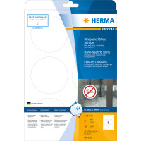 Folienetikett Herma 8336 - A4 Ø 85 mm weiß extrem stark haftend matt wetterfest Polyesterfolie für Laser, Kopierer, Farblaserdrucker Pckg/150