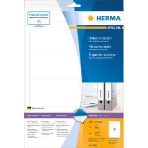Ordnerrückenschild Herma 8621 - 61 x 297 mm gelb breit / kurz selbstklebend für alle Druckertypen Pckg/40