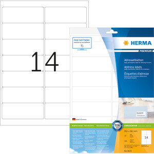 Universaletikett Herma 8635 - A4 99,1 x 38,1 mm weiß permanent FSC Papier für alle Druckertypen Pckg/140