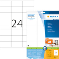 Universaletikett Herma 8638 - A4 70 x 36 mm weiß permanent FSC Papier für alle Druckertypen Pckg/240