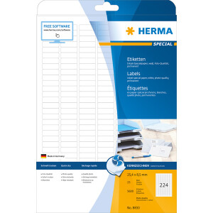 Inkjetetikett Herma 8830 - A4 25,4 x 8,5 mm weiß permanent Papier für Inkjetdrucker Pckg/5600
