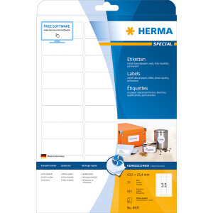 Inkjetetikett Herma 8837 - A4 63,5 x 25,4 mm weiß...