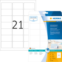 Inkjetetikett Herma 8838 - A4 63,5 x 38,1 mm weiß permanent Papier für Inkjetdrucker Pckg/525