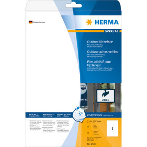 Folienetikett Herma 9500 - A4 210 x 297 mm weiß permanent matt wetterfest Polyesterfolie für Laser, Kopierer, Farblaserdrucker Pckg/10