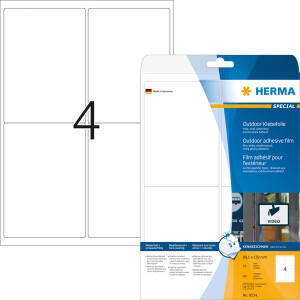 Folienetikett Herma 9534 - A4 99,1 x139 mm weiß permanent matt wetterfest Polyesterfolie für Laser, Kopierer, Farblaserdrucker Pckg/40
