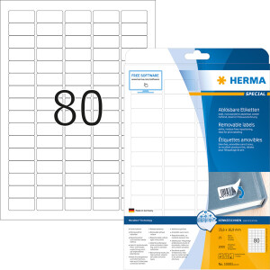 Haftetikett Herma 10003 - auf Bogen 35,6 x 16,9 mm weiß ablösbar Papier für alle Druckertypen Pckg/2000
