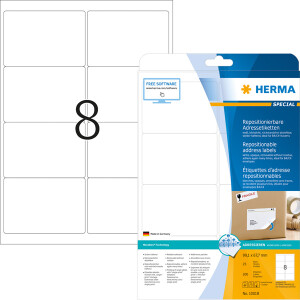 Haftetikett Herma 10018 - auf Bogen 99,1 x 67,7 mm weiß ablösbar Papier für alle Druckertypen Pckg/200