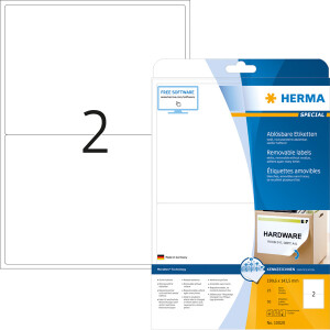 Haftetikett Herma 10020 - auf Bogen 199,6 x 143,5 mm weiß ablösbar Papier für alle Druckertypen Pckg/50