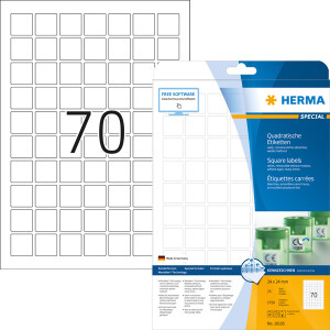 Universaletikett Herma 10105 - A4 24 x 24 mm weiß ablösbar FSC Papier für alle Druckertypen Pckg/1750