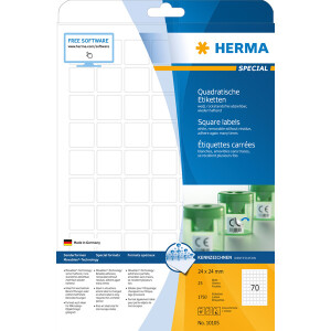 Universaletikett Herma 10105 - A4 24 x 24 mm weiß ablösbar FSC Papier für alle Druckertypen Pckg/1750
