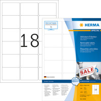 Haftetikett Herma 10302 - auf Bogen 63,5 x 46,6 mm weiß ablösbar Papier für alle Druckertypen Pckg/1800