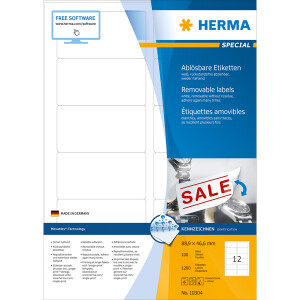 Haftetikett Herma 10304 - auf Bogen 88,9 x 46,6 mm weiß ablösbar Papier für alle Druckertypen Pckg/1200