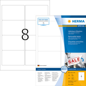 Haftetikett Herma 10308 - auf Bogen 96 x 63,5 mm weiß ablösbar Papier für alle Druckertypen Pckg/800