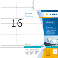 Haftetikett Herma 10309 - auf Bogen 99,1 x 33,8 mm weiß ablösbar Papier für alle Druckertypen Pckg/1600
