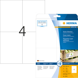 Universaletikett Herma 10909 - A4 105 x 148 mm weiß extrem haftend FSC Papier für alle Druckertypen Pckg/100