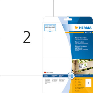 Universaletikett Herma 10910 - A4 210 x 148 mm weiß extrem haftend FSC Papier für alle Druckertypen Pckg/50