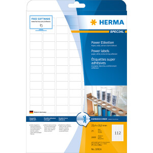 Universaletikett Herma 10916 - A4 25,4 x 16,9 mm weiß extrem haftend FSC Papier für alle Druckertypen Pckg/2800