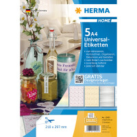 Haftetikett Herma 12905 - auf Bogen 210 x 297 mm weiß ablösbar Papier für alle Druckertypen Pckg/5