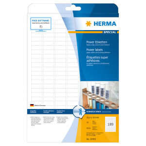 Universaletikett Herma 10900 - A4 25,4 x 10 mm weiß extrem haftend FSC Papier für alle Druckertypen Pckg/4725