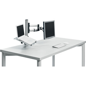 Mehrplatzsystem Set Novus-MPS Business 220+0070+000 - silber Monitorhalterung und Laptophalterung S&auml;ule mit Tischklemme