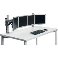 Mehrplatzsystem Set Novus-MPS Control Center 220+0130+000 - silber 4-fach Monitorhalterung und SlattWall-Elemente Säule mit Tischklemme