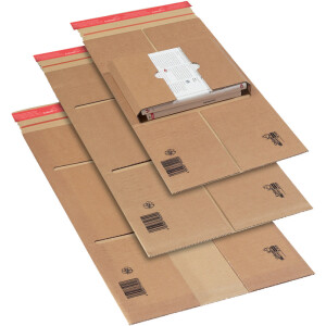 Versandverpackung Mayer Kuvert ColomPac 30000236 - DIN C5 230 x 165 x bis 70 mm braun mit Selbstklebeverschluß stark FSC-Wellpappe Pckg/20